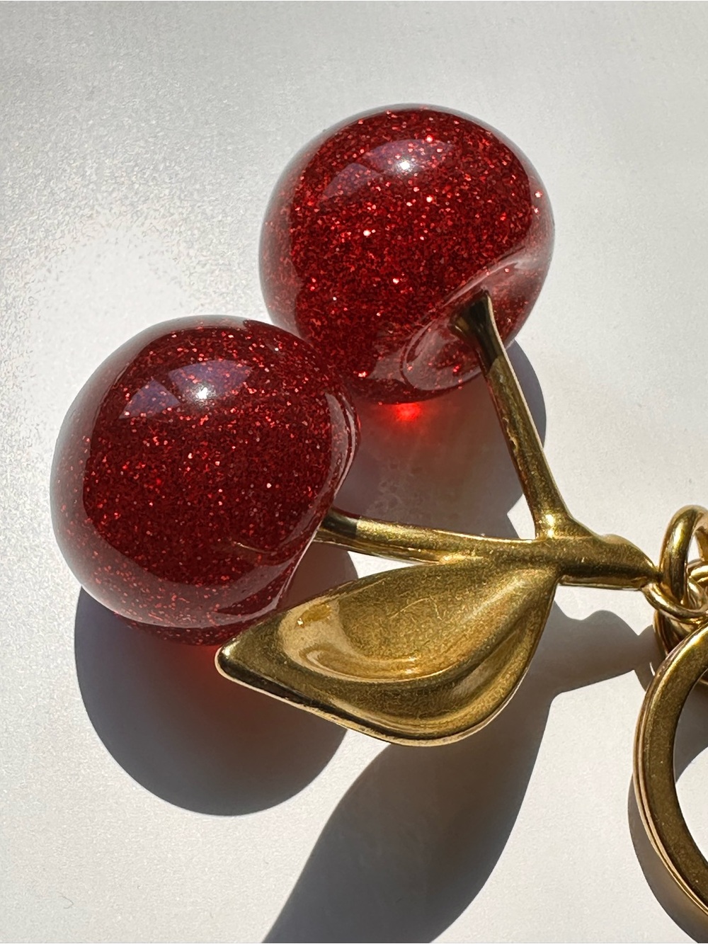 Sparkling Cherry Keychain Bag Charm - Red - Picture 2 of 14